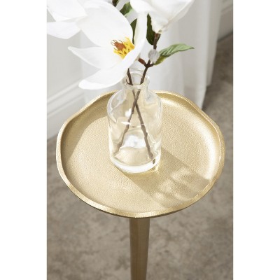 Alessia Gold Aluminum Round Drink Table with Deckled Edge