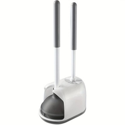 JANSNO 2-in-1 Toilet Brush & Plunger Set with Holder - Efficient Bathroom Cleaning Tool