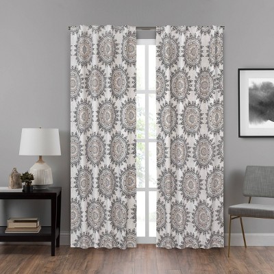 84"x40" Summit Medallion Draft Stopper Room Darkening Window Curtain Panel Beige - Eclipse