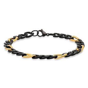 Steeltime Men's two tone stainless steel figaro chain bracelet. Color Options: Blue, Gold, Multi, Silver - 1 of 4