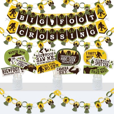 Big Dot of Happiness Sasquatch Crossing - Banner and Photo Booth Decorations - Bigfoot Party or Birthday Party Supplies Kit - Doterrific Bundle