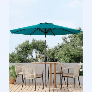 10FT Outdoor Patio Umbrella with Push Button Tilt & Crank, Market Umbrella, 8 Sturdy Ribs UV Protection for Garden Backyard Pool Deck - 1 of 4