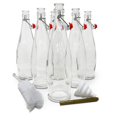 Nevlers Airtight Glass Swing Top Bottles - Leak Proof - 33oz (Pack of 6)