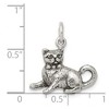 Black Bow Jewelry Sterling Silver 3D Antiqued Cat Charm or Pendant - 4 of 4