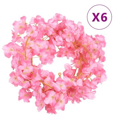 Aghana Digitals 6-Pack 180cm Dark Pink Artificial Silk & PE Flower Garlands for Indoor/Outdoor