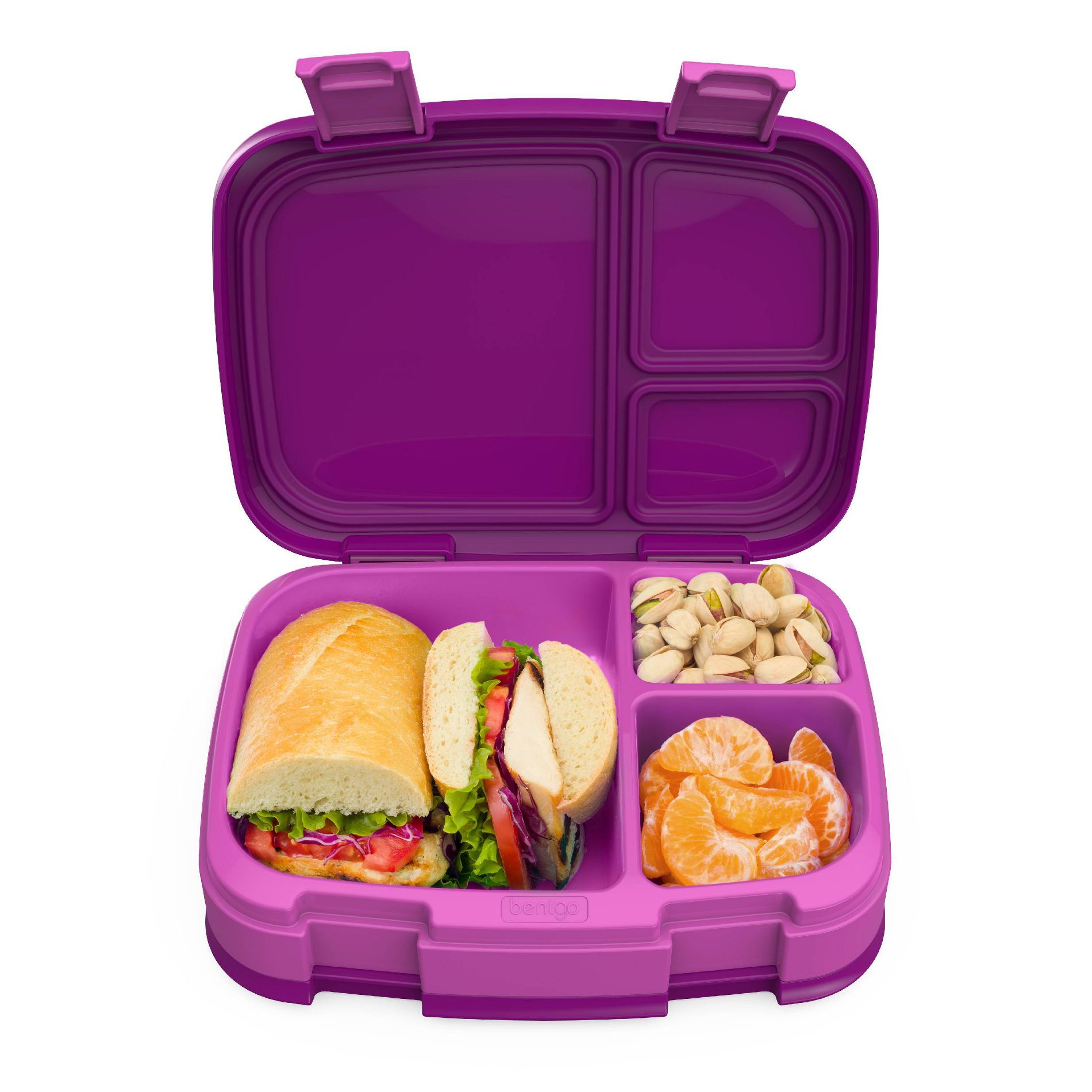 Bentgo Fresh Leakproof Versatile 4 Compartment Bento-Style Lunch Box with Removable Divider - Purple