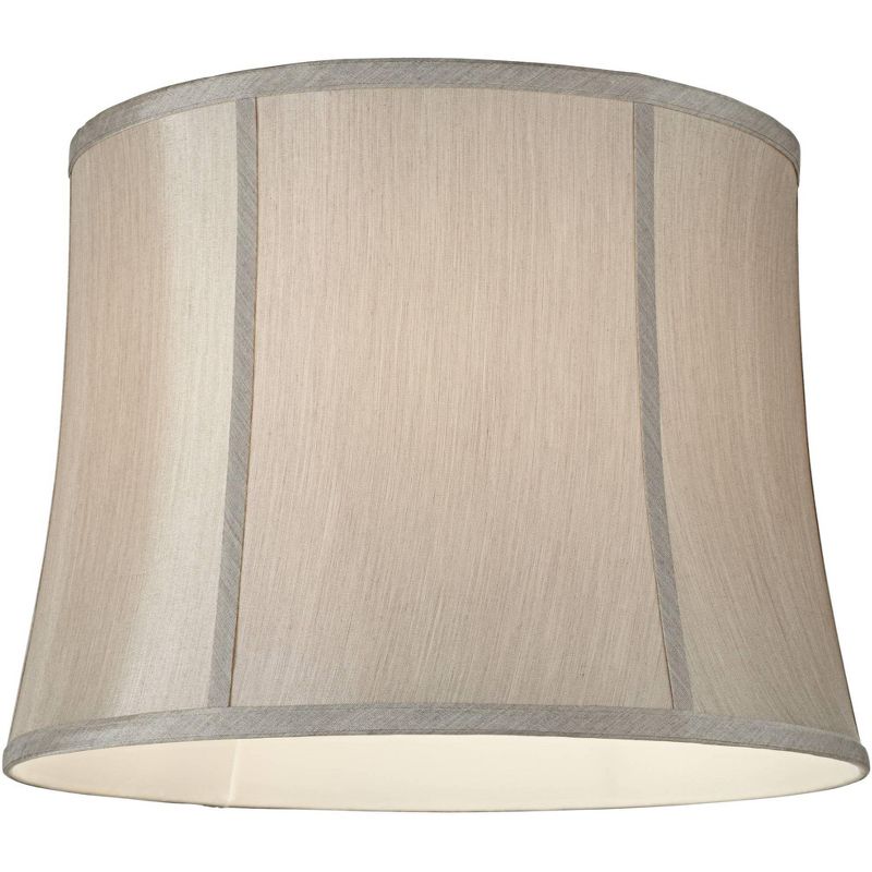 Springcrest Medium Round Softback Gray Lamp Shade 14" Top x 16" Bottom x 12" High (Spider) Replacement with Harp and Finial, 4 of 8