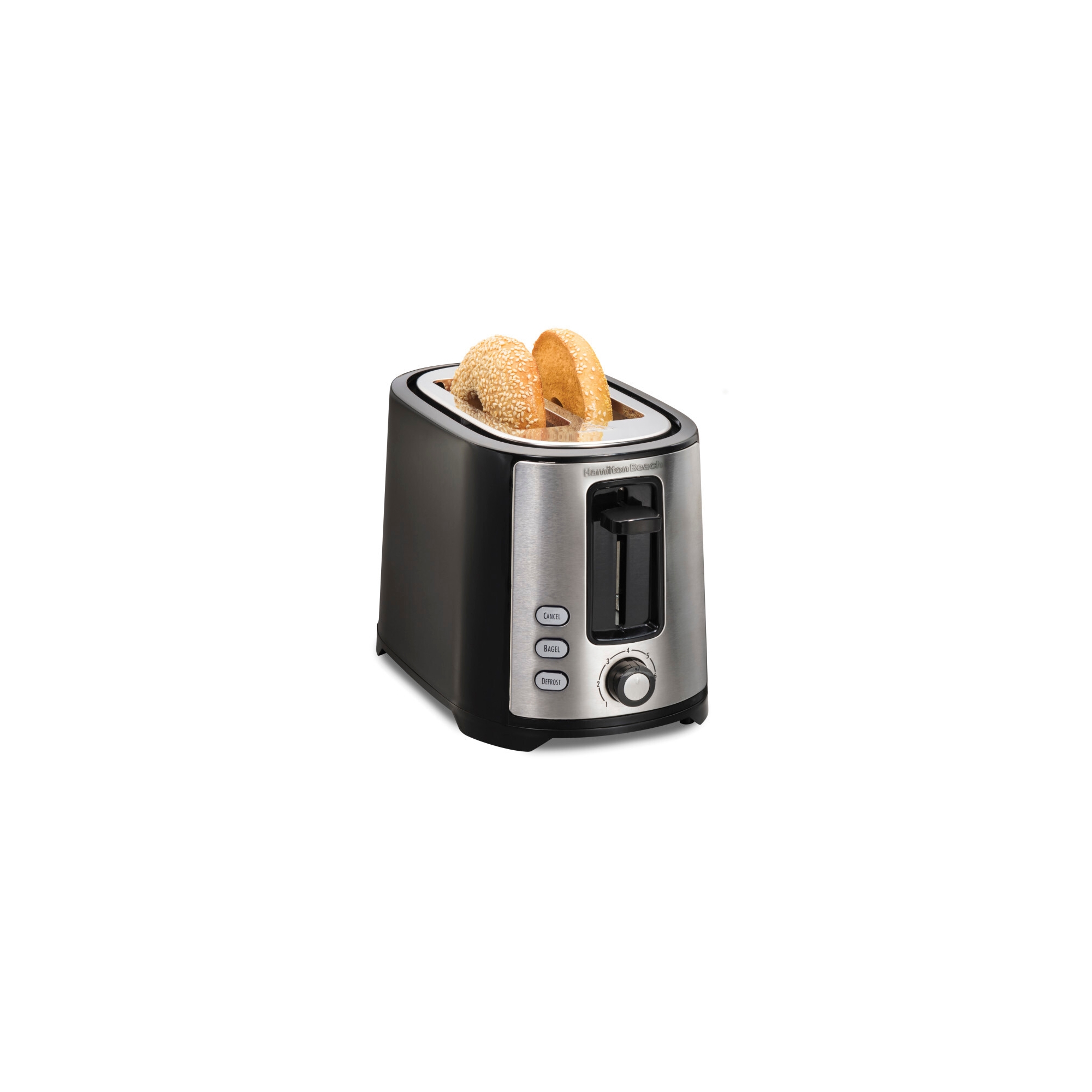 Hamilton Beach 2-Slice Toaster - Black - #22633: Metal, 750W, Compact Bread & Bagel Toaster, Easy Clean, 1-Year Warranty