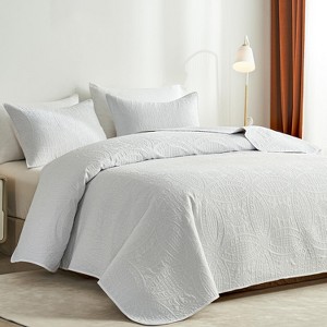 BAGOKIE All Seasons 2/3PCS Quilt Bedding Set with Quilt & Pillow Sham Bed Cover - 1 of 4