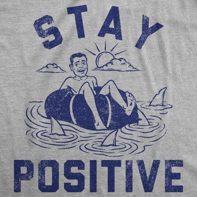 Мужские футболки Crazy Dog T-Shirts, Inc. Mens Funny T Shirts Stay Positive Shark Attack Sarcastic Graphic Tee for Men - Crazy Dog Men's T Shirt For Summer Light Grey S — фото 2