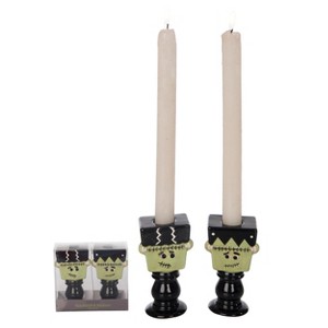 Transpac Dolomite Frankenstein Candle Holders Set of 2 Multicolor Ceramic Halloween Decor for Tabletop and Mantel - 1 of 1