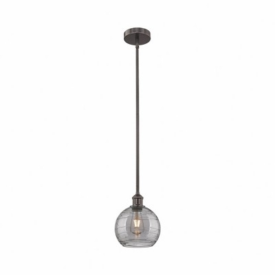 Athens Deco Swirl - 1 Light Stem Hung Mini Pendant In Industrial Style-9.38 Inches Tall and 8 Inches Wide