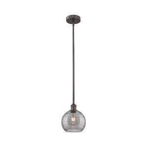 Athens Deco Swirl - 1 Light Stem Hung Mini Pendant In Industrial Style-9.38 Inches Tall and 8 Inches Wide - 1 of 1