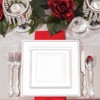 Smarty Had A Party 6.5" White with Silver Square Edge Rim Plastic Appetizer/Salad Plates (120 Plates) - image 4 of 4