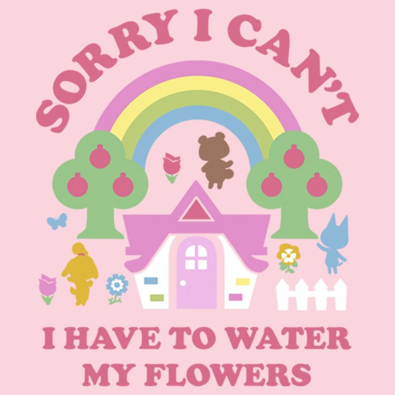 Juniors Womens Nintendo Animal Crossing Water My Flowers T-Shirt, 2 of 5