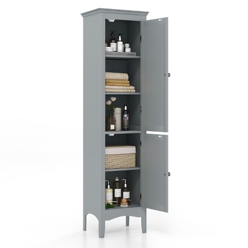 Tangkula Freestanding Bathroom Storage Cabinet Tall Narrow Storage