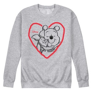Men's - Winnie the Pooh - Pooh And Piglet Heart Graphic Fleece Sweatshirt - 1 of 4