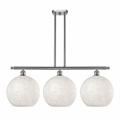 White Mouchette - 3 Light Stem Hung Island In Modern Style-14 Inches Tall and 38.5 Inches Wide