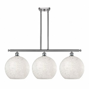 White Mouchette - 3 Light Stem Hung Island In Modern Style-14 Inches Tall and 38.5 Inches Wide - 1 of 1