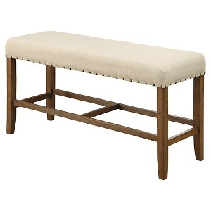 Eliza Rustic Padded Counter Height Bench Natural Tone - Sun & Pine, Brown