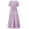 Whizmax Maternity Dress Women's V-Neck Puff Sleeve Pleated Maxi Dress for Baby Shower - 4 of 4