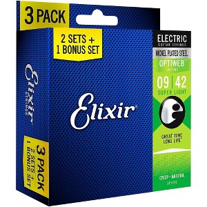 Elixir BONUS PACK! OPTIWEB Coated Super Light Electric Guitar Strings 3-Pack - 1 of 3