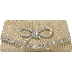 Bow Evening Bag Sparkly Clutch Purses for Women Wedding Glitter Rhinestone Party Prom Purse - 1 of 4