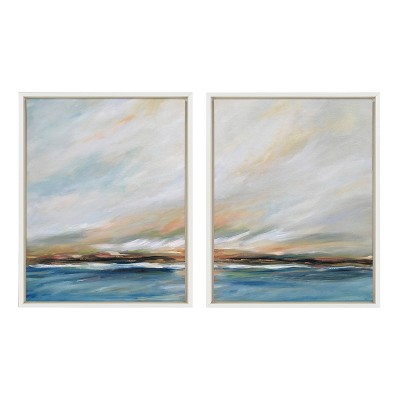 18" x 24" (Set of 2) Sylvie Sunday Morning by Mary Sparrow Framed Wall Canvas Set White - Kate & Laurel All Things Decor