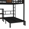 Bellemave Queen Over Twin Bunk Bed with storage area on upper bed,lower bed with hangers and shelves, Space-Saving/Noise Reduced,black - 4 of 4