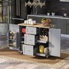 LunaLulinlk Rolling Kitchen Island with Storage, Kitchen Cart with Rubber Wood Top, 3 Drawer, 2 Slide-Out Shelf and Internal Storage Rack - 2 of 4