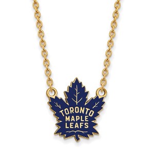 Black Bow Jewelry 14k Yellow Gold Plated Sterling Silver Toronto Maple Leafs NHL Necklace 18 Inch - 1 of 4
