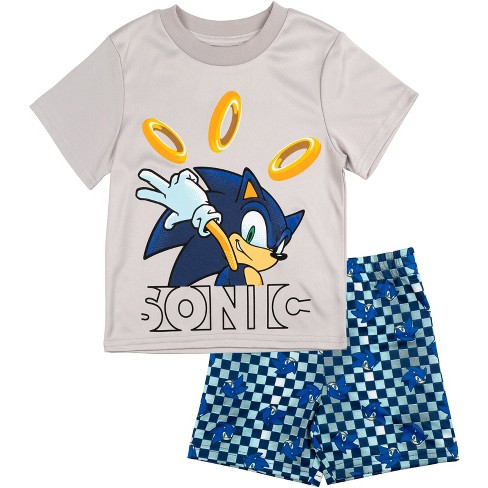 Sega Boys' Big Sonic The Hedgehog 2 Pack Baseball Jersey & T-Shirt Bundle, Oatmeal/Royal & Navy