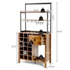 Costway Kitchen Islands Freestanding Wine Rack Table w/ Glass Holder & Drawer Black / Rustic - 3 of 4