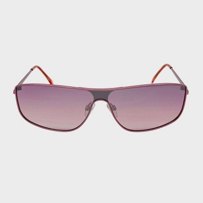 Metal Rectangle Shield Sunglasses - Wild Fable™ Pink: Adjustable Nose Pads, Maximum UV Protection