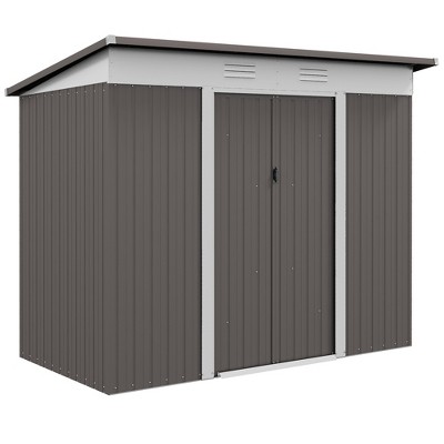 Outsunny Metal Garden Shed, Backyard Tool Storage Shed with Dual Locking Doors, 2 Air Vents and Steel Frame