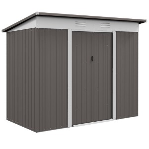 Outsunny Metal Garden Shed, Backyard Tool Storage Shed with Dual Locking Doors, 2 Air Vents and Steel Frame - 1 of 4
