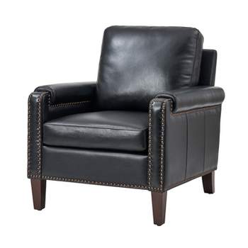 Hellmuth Genuine Leather Armchair with Removable Cushion
and Nailhead Trims | HULALA HOME