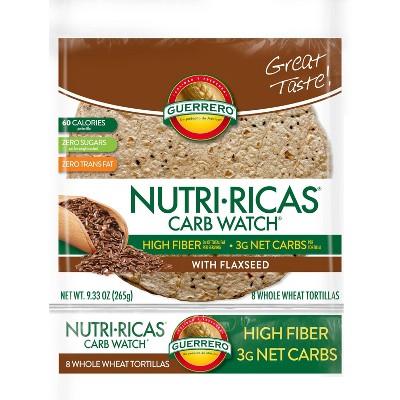 Guerrero Nutri-Ricas Carb Watch Flaxseed Whole Wheat Tortillas - 8ct