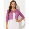 Allegra K Women's Elegant 3/4 Sleeve Sheer Floral Lace Cropped Bolero Shrugs - 2 of 4