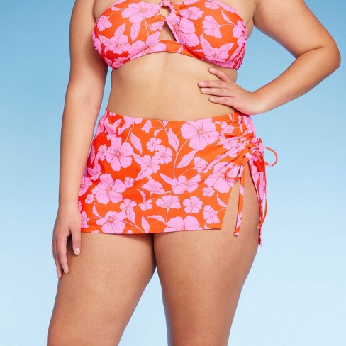 Women's Cinch Side Skirt Cover Up - Wild Fable™ Orange/pink