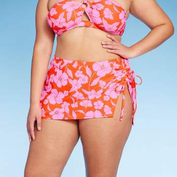 Women's Cinch Side Skirt Cover Up - Wild Fable™ Orange/Pink Tropical Print