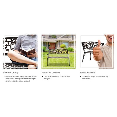 Decatur Antique Bronze Cast Aluminum Outdoor Patio Bench