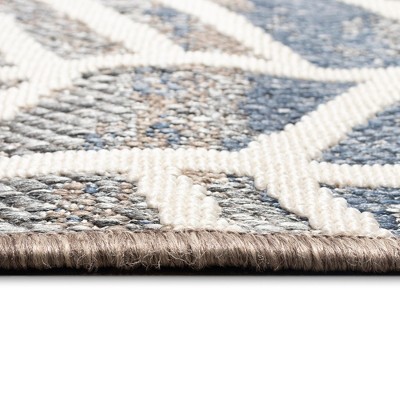 Cove Ivory and Grey Square Synthetic Indoor/Outdoor Rug