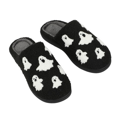 Halloween Ghosts Adult Black Scuff Slippers - image 1 of 4