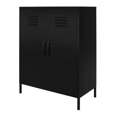 Black Metal Locker Style Storage Cabinet with Adjustable Shelving