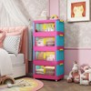 MAYEERTY 20" Side 4 Tiers Plastic Folding Storage Cabinet with Wheels Magnetic Door Happy Color for Living Room Small Space - 3 of 4