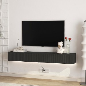 KTMBDW 69" Floating TV Stand with Power Outlets, Modern Wall Mounted Media Console Shelf with Doors, Entertainment Center for Living Room, Bedroom - 1 of 4
