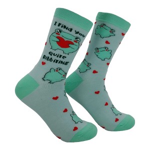 Crazy Dog Women's I Find You Quite Ribbiting Socks Funny Sarcastic Frog Graphic Novelty Footwear for Ladies - 1 of 4