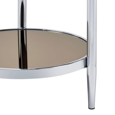 Chic 37" Chrome Round Nesting Coffee Table with Mirrored Glass