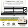 Twin Size Outdoor Acacia Wood Porch Swing Daybed with Hemp Ropes, Minimalist Open-Side Hanging Bed - 3 of 4